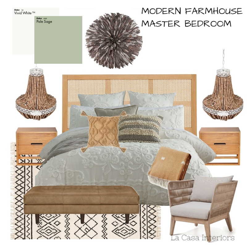 Modern Farmhouse Master Bedroom Mood Board by Casa & Co Interiors on Style Sourcebook