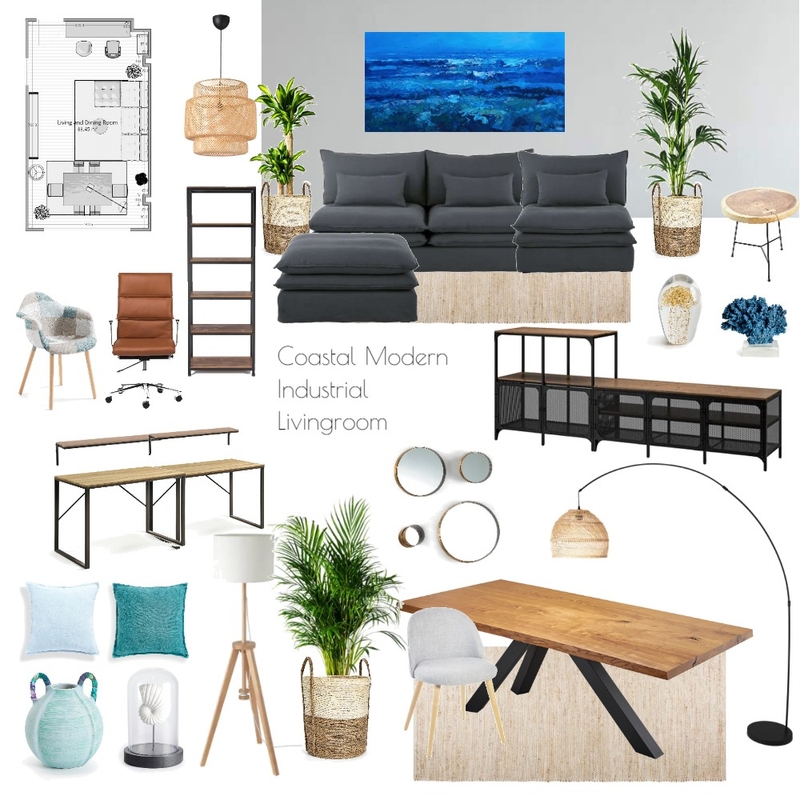 Oana's Coastal Modern Industrial Living room Mood Board by IuliaMona on Style Sourcebook