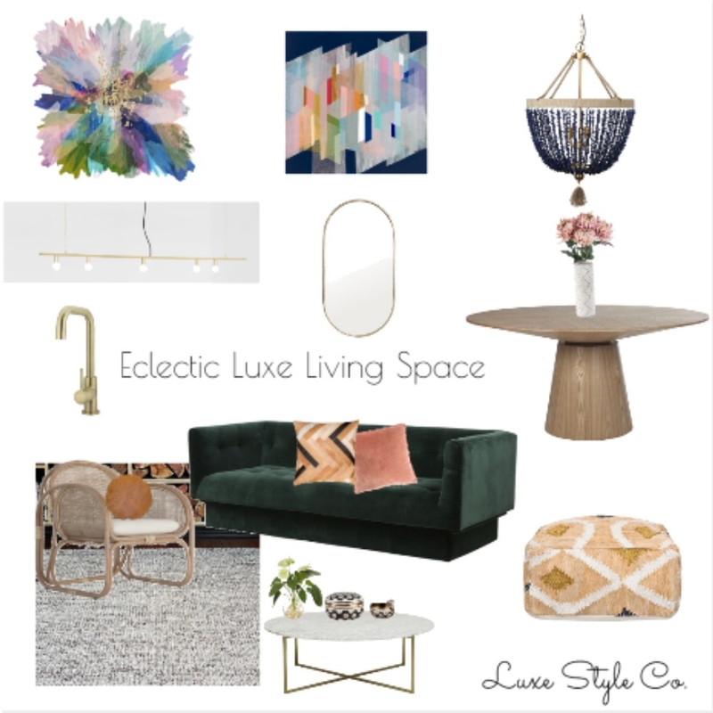 Ella Eclectic Luxe Living Space Mood Board by Luxe Style Co. on Style Sourcebook