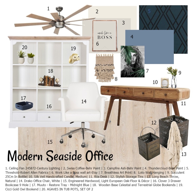 Modern Seaside Office Mood Board by KHirschi on Style Sourcebook