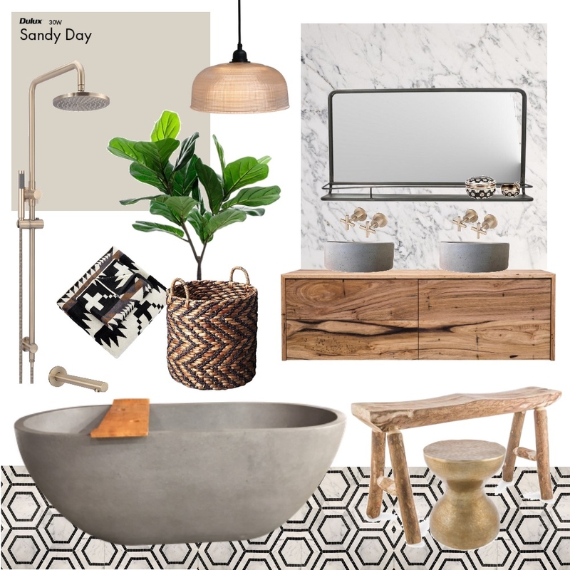 Bathroom Pattern + Texture Mood Board by KateLincoln on Style Sourcebook
