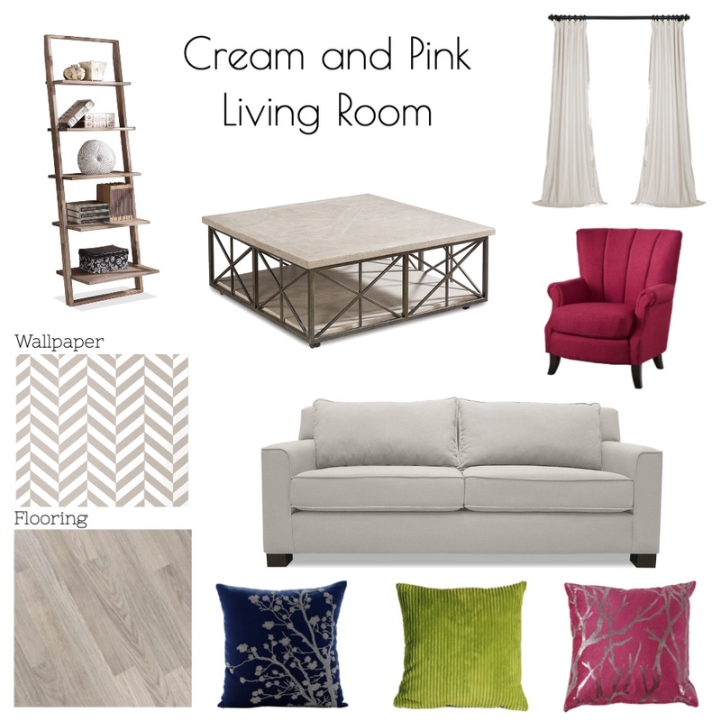 Cream and Pink Living Room Mood Board by alyssaig on Style Sourcebook