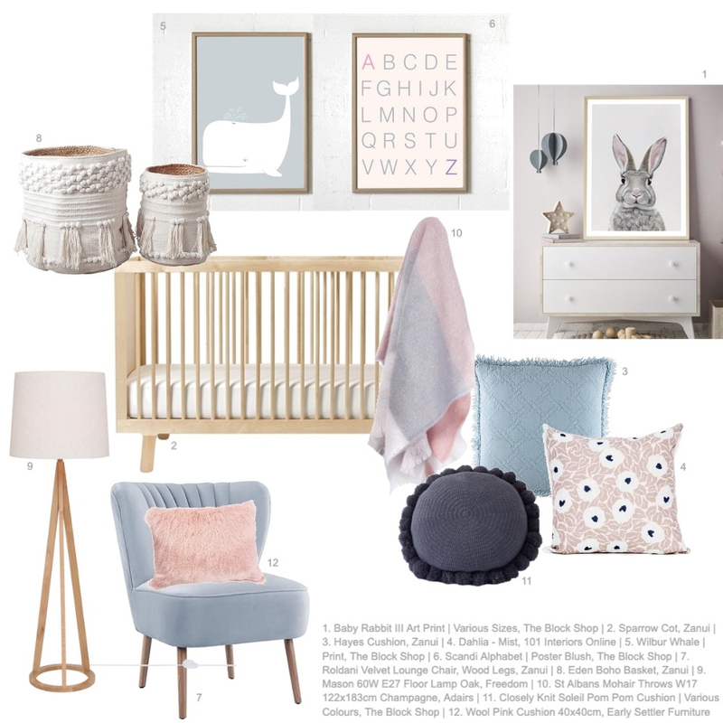Pastel Nursery Mood Board by Kingfisher Bloom Interiors on Style Sourcebook