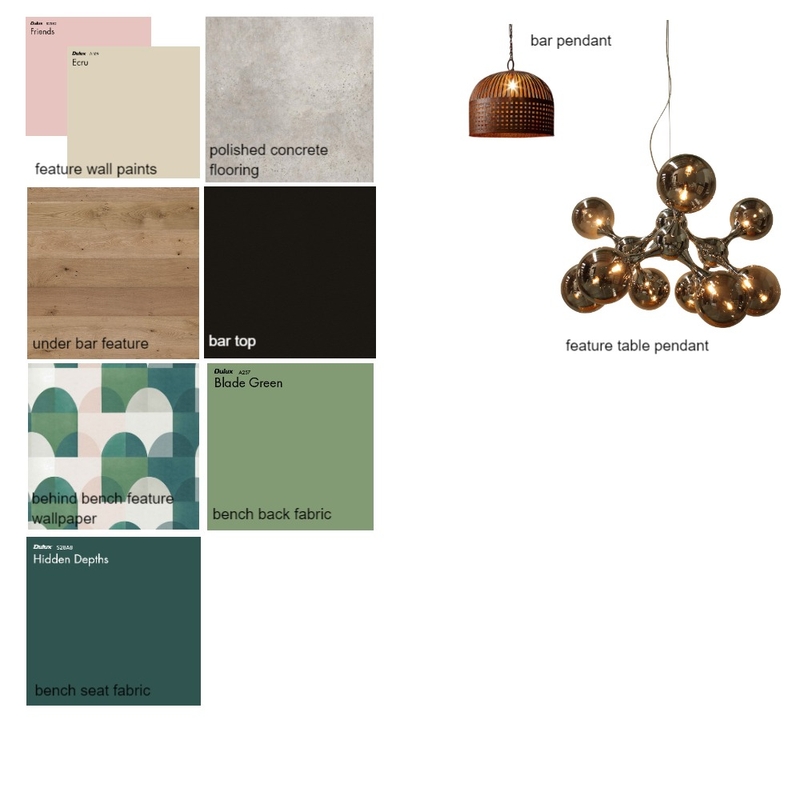 Blush &amp; Forest Green Mood Board by FrankstonBrewhouse on Style Sourcebook