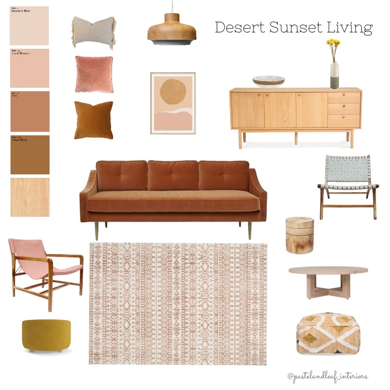 Desert Sunset Living Mood Board by Pastel and Leaf Interiors on Style Sourcebook
