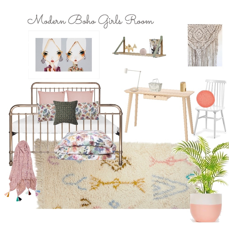 Modern Boho Girls room Mood Board by Style and Leaf Co on Style Sourcebook