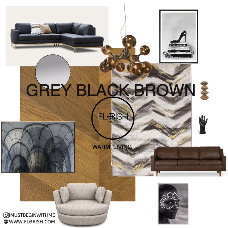 GREY BLACK BROWN MODERN WARM LIVING Mood Board by FLƏRISH on Style Sourcebook
