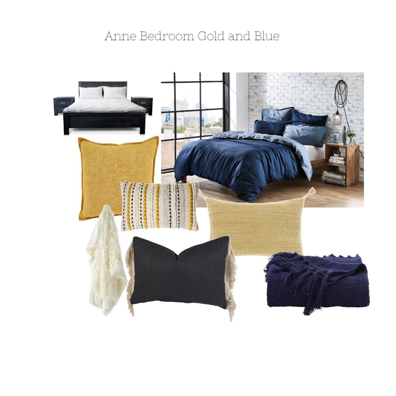 Anne bedroom gold and blue Mood Board by Simply Styled on Style Sourcebook