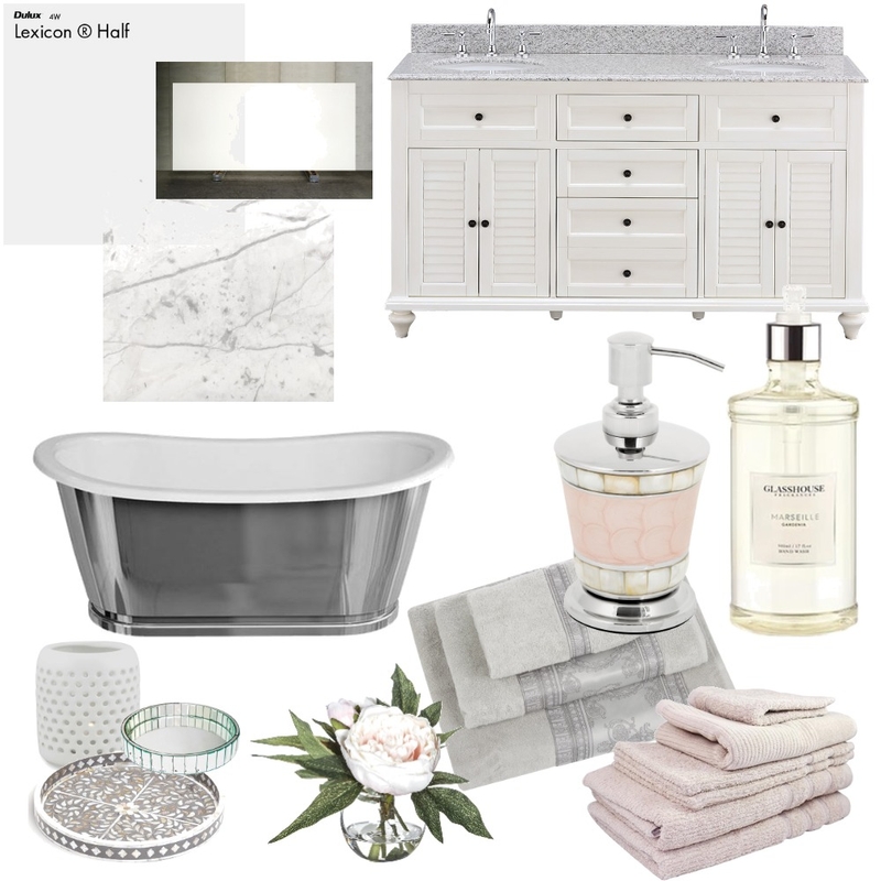 Hamptons In Pink Bathroom Mood Board by Jo Laidlow on Style Sourcebook