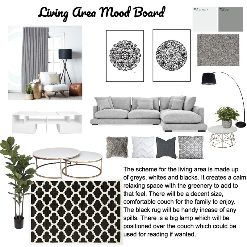 Achromatic Living Area Space Mood Board by brooke.mckenzie95 on Style Sourcebook