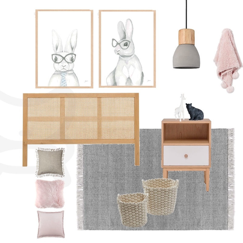 Girls Pink and Grey Rabbit Room Mood Board by My Interior Stylist on Style Sourcebook