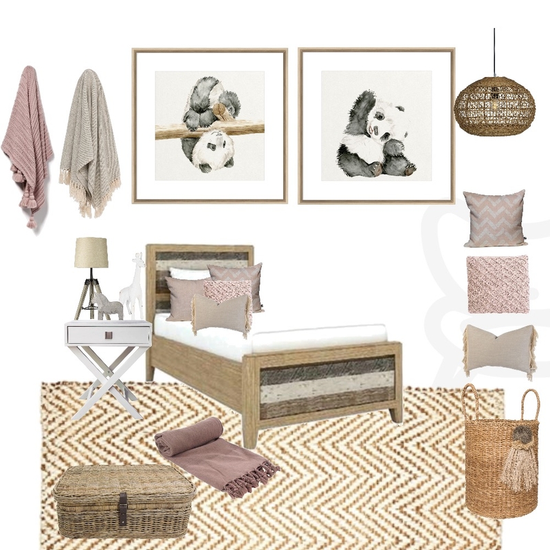 Girls Pink and Neutral Panda Bedroom Mood Board by My Interior Stylist on Style Sourcebook