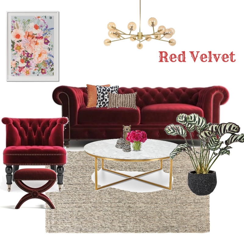 Red Velvet Mood Board by Elements Aligned Interior Design on Style Sourcebook
