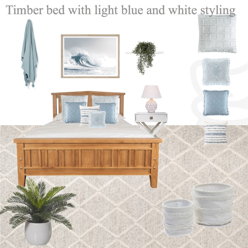 Timber bed with blues and white styling Mood Board by My Interior Stylist on Style Sourcebook