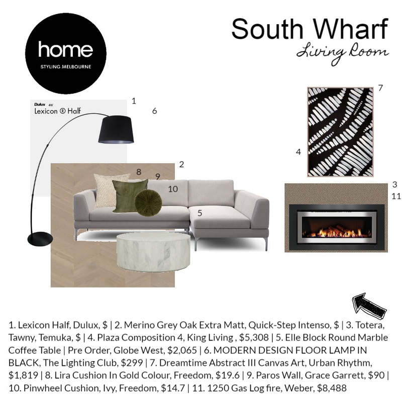 South Wharf Living Mood Board by Home Styling Melbourne on Style Sourcebook