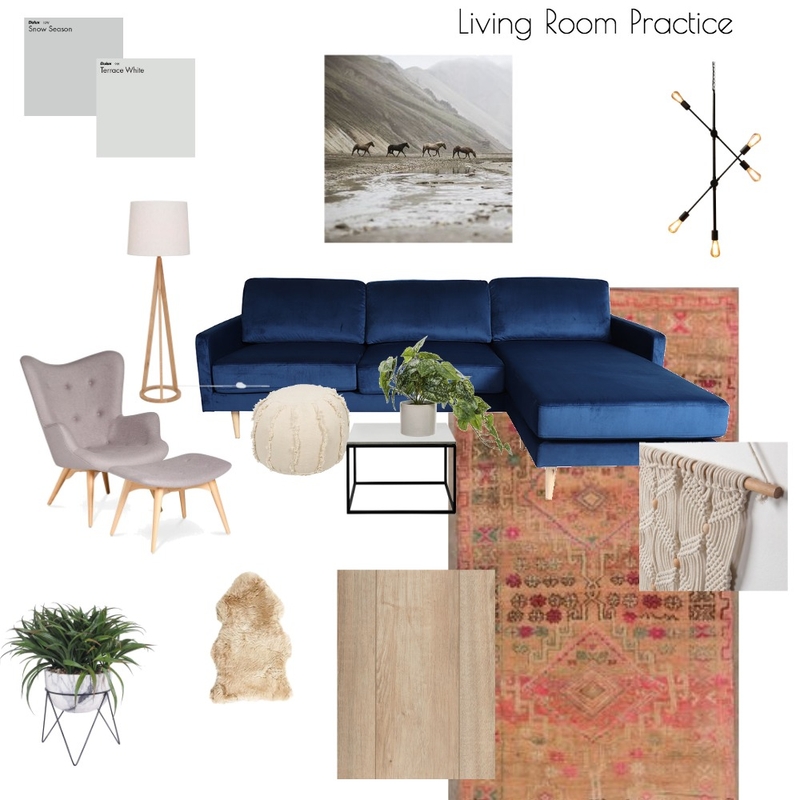 Living room practice - Design intro course Mood Board by IsabellaWallner on Style Sourcebook