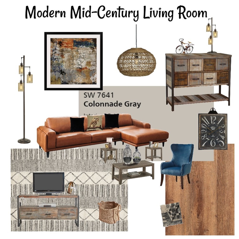 Modern Mid-Century Living Room Mood Board by Repurposed Interiors on Style Sourcebook