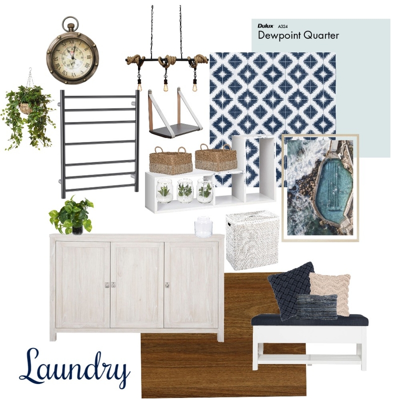 Laundry in Blues and Neutrals with Greens Mood Board by ZoeStudent on Style Sourcebook