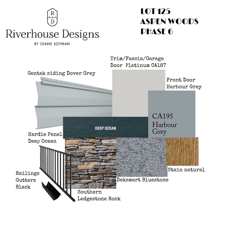 Lot 125 Aspen Woods Mood Board by Riverhouse Designs on Style Sourcebook