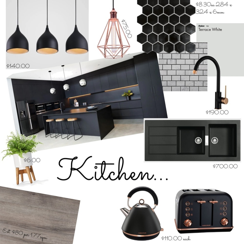 Kitchen, Black &amp; Rose Gold Mood Board by Tamara27 on Style Sourcebook