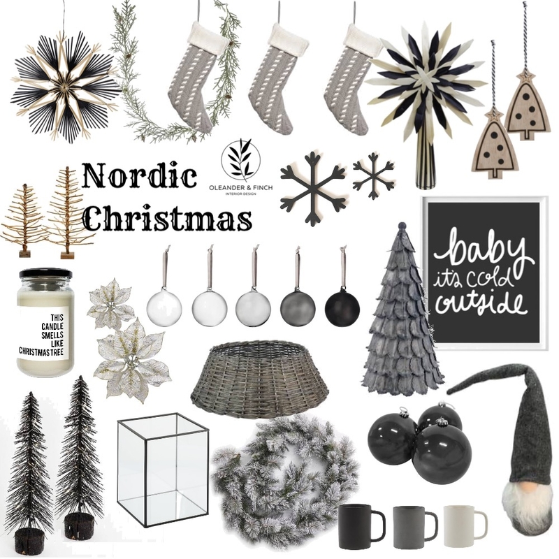 Nordic monochromatic Christmas Mood Board by Oleander & Finch Interiors on Style Sourcebook