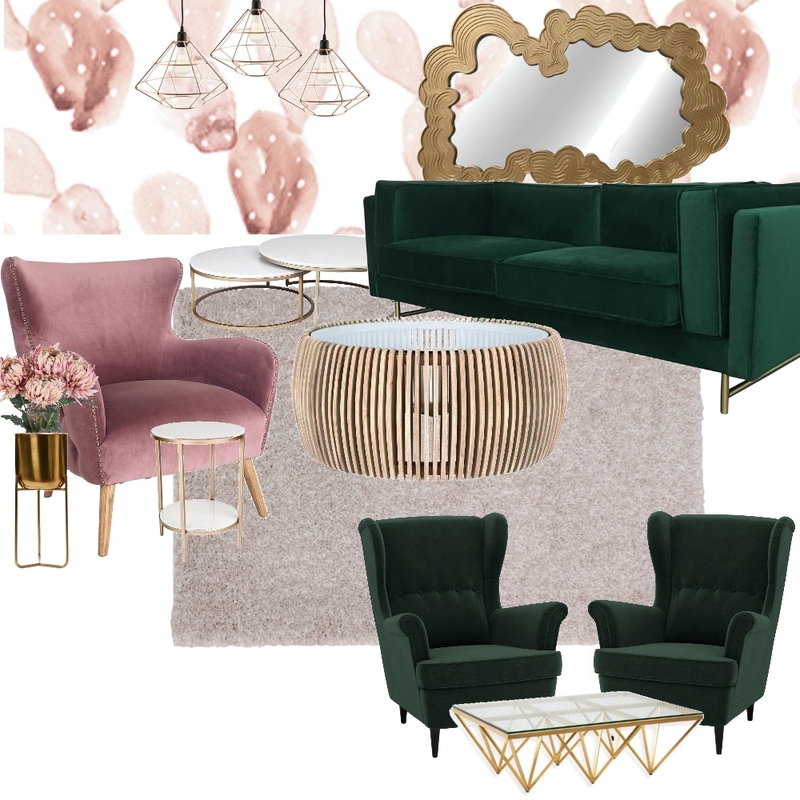 Living Room Green/Pink - ASL Mood Board by manvijain on Style Sourcebook
