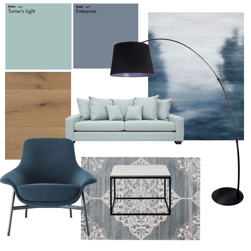 Livingroom Türkis/Blau designed by A&amp;A Mood Board by Arzu on Style Sourcebook