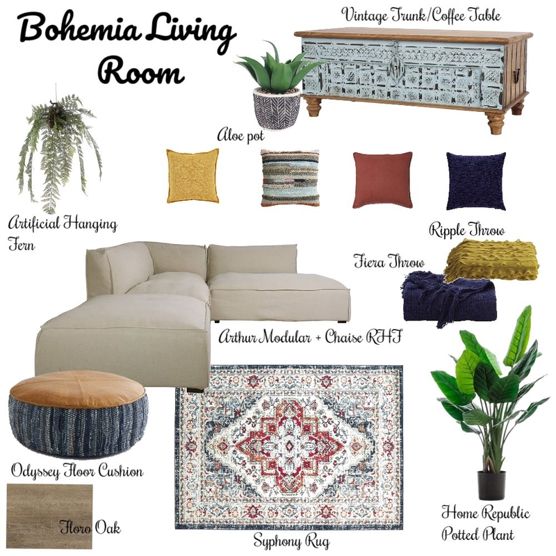 Bohemia Living Room space Mood Board by Florens27 on Style Sourcebook