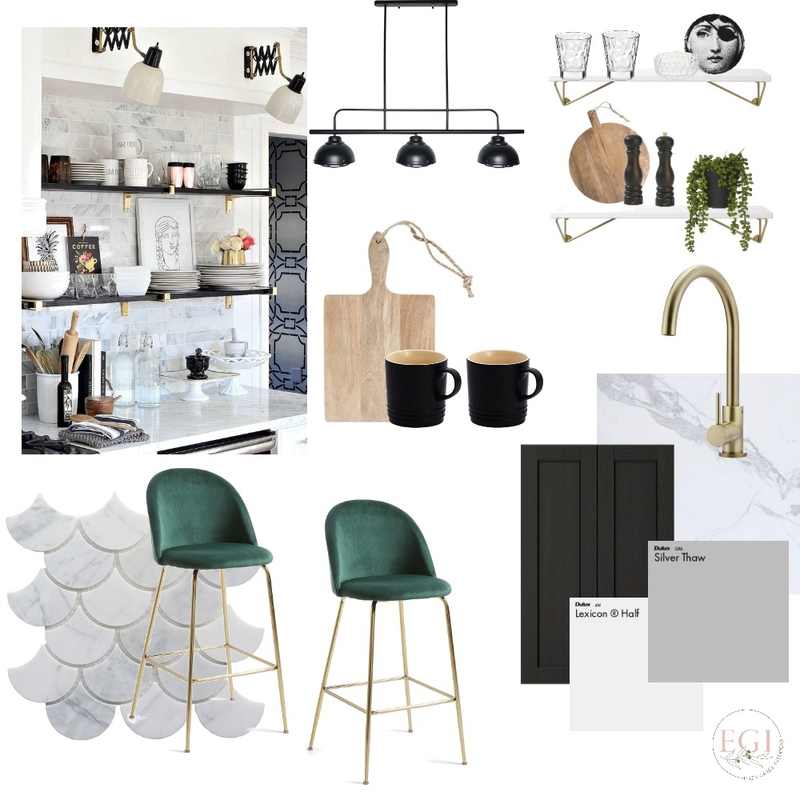 Black &amp; Gold Kitchen Mood Board by Eliza Grace Interiors on Style Sourcebook