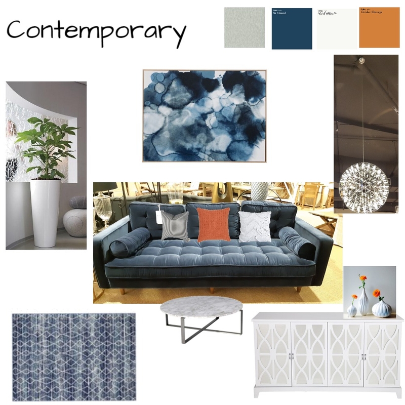 Blue and Orange Loungeroom Mood Board by KateLT on Style Sourcebook