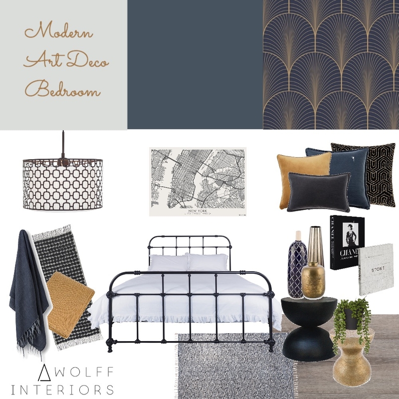 Modern Art Deco Inspired Master Mood Board by awolff.interiors on Style Sourcebook