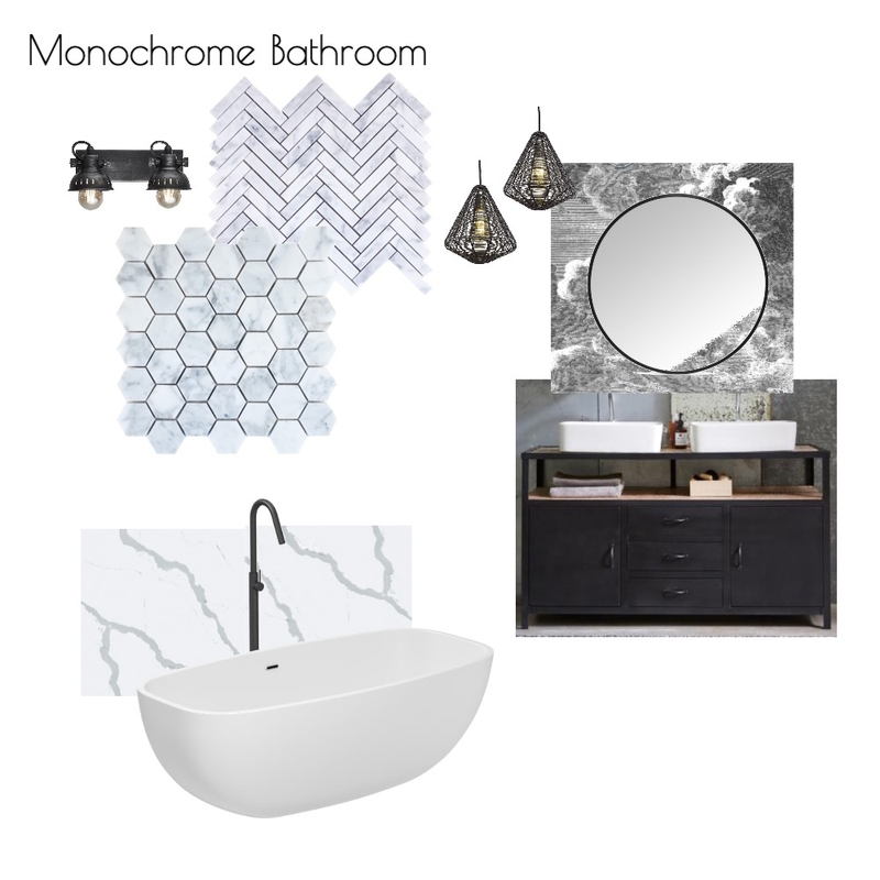 Monochrome Bathroom Mood Board by JSelby on Style Sourcebook