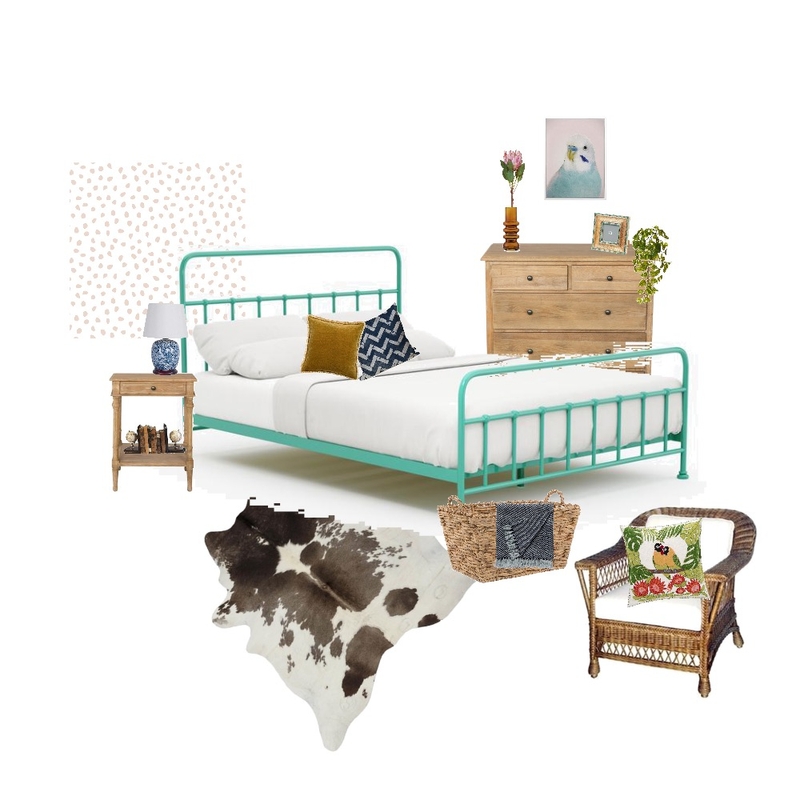 Eclectic Farmhouse Guest Bedroom Mood Board by fieldstowander on Style Sourcebook