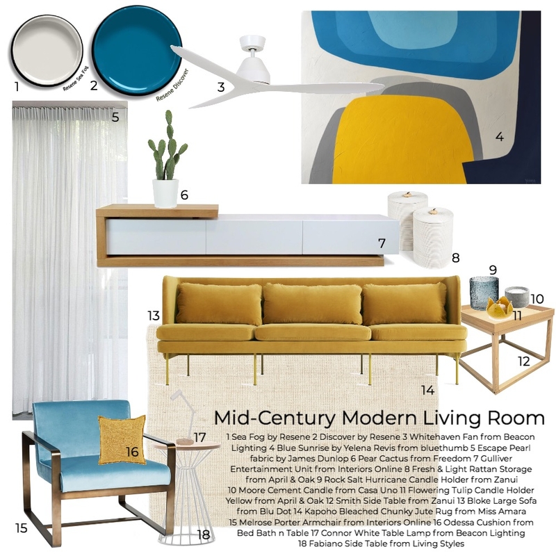 Mid-Century Modern Living room Mood Board by mistie on Style Sourcebook