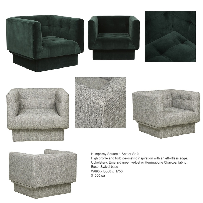 Humphrey Square 1 seater sofa Mood Board by bowerbirdonargyle on Style Sourcebook