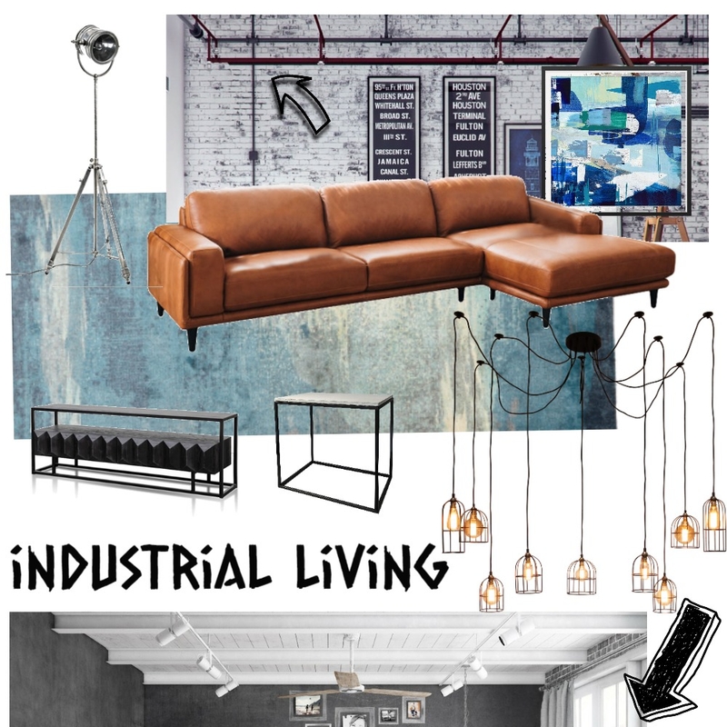 industrial living Mood Board by sennths on Style Sourcebook