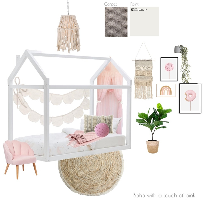 Girls Bedroom - Boho with a touch of pink Mood Board by janaelisa on Style Sourcebook