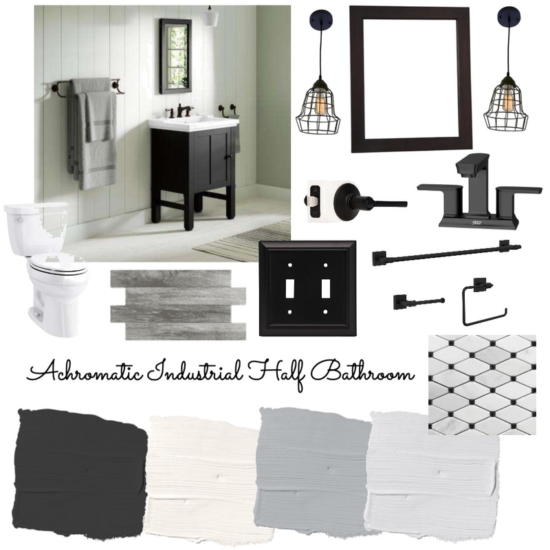 Module 7 bath achromatic Mood Board by ReneeAmato on Style Sourcebook