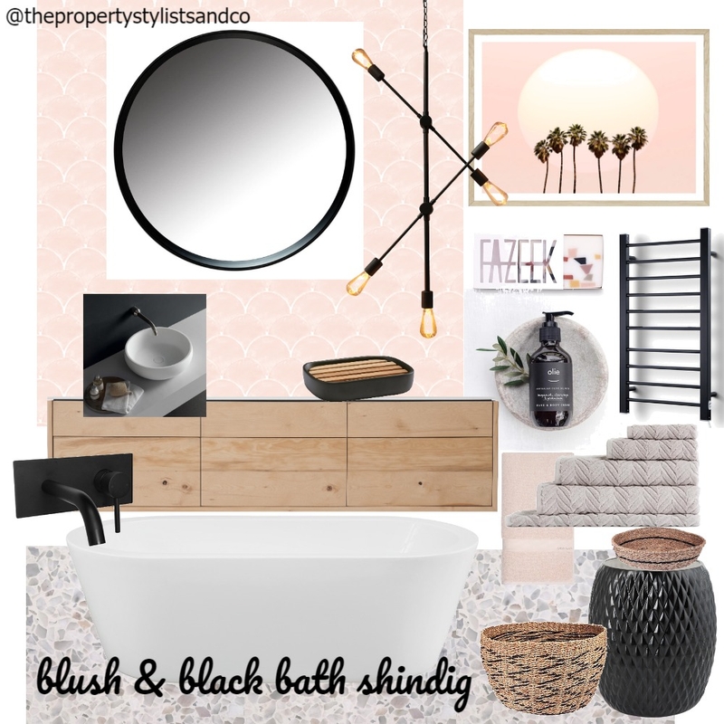 blush &amp; black bath shindig Mood Board by The Property Stylists & Co on Style Sourcebook