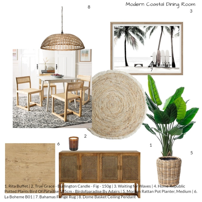 Modern Coastal Dining Room Mood Board by nel767 on Style Sourcebook