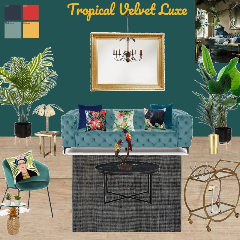 Tropical Velvet Luxe Living Room Mood Board by Beeshandbook Interiors on Style Sourcebook