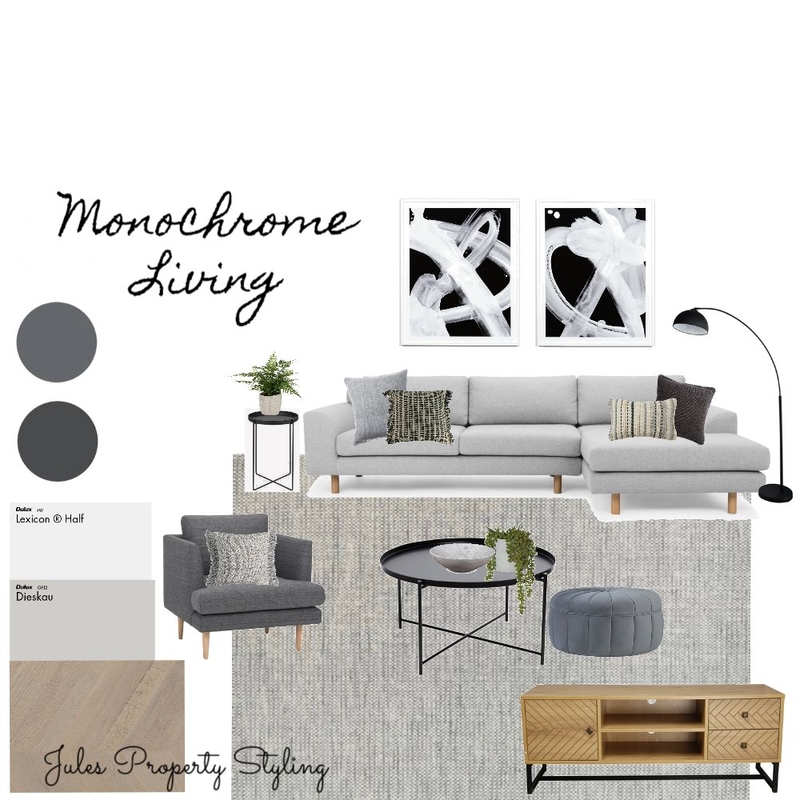 Monochrome Living Mood Board by Juliebeki on Style Sourcebook
