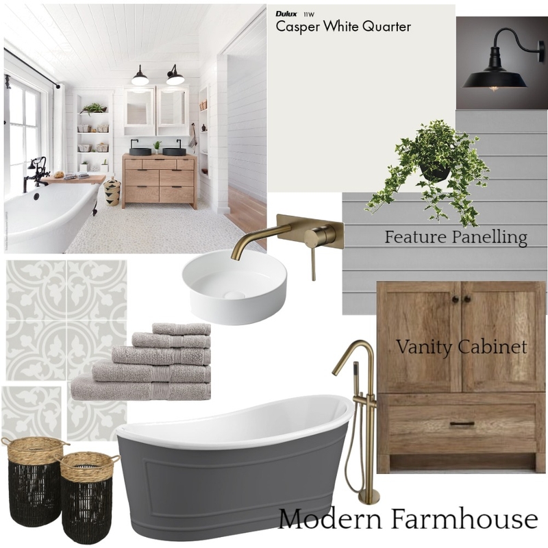 Modern Farmhouse Bathroom Mood Board by Helen Cawley on Style Sourcebook