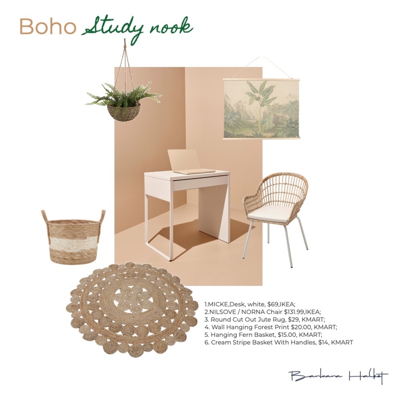 Boho Study nook Mood Board by Barbara Halket Interiors on Style Sourcebook
