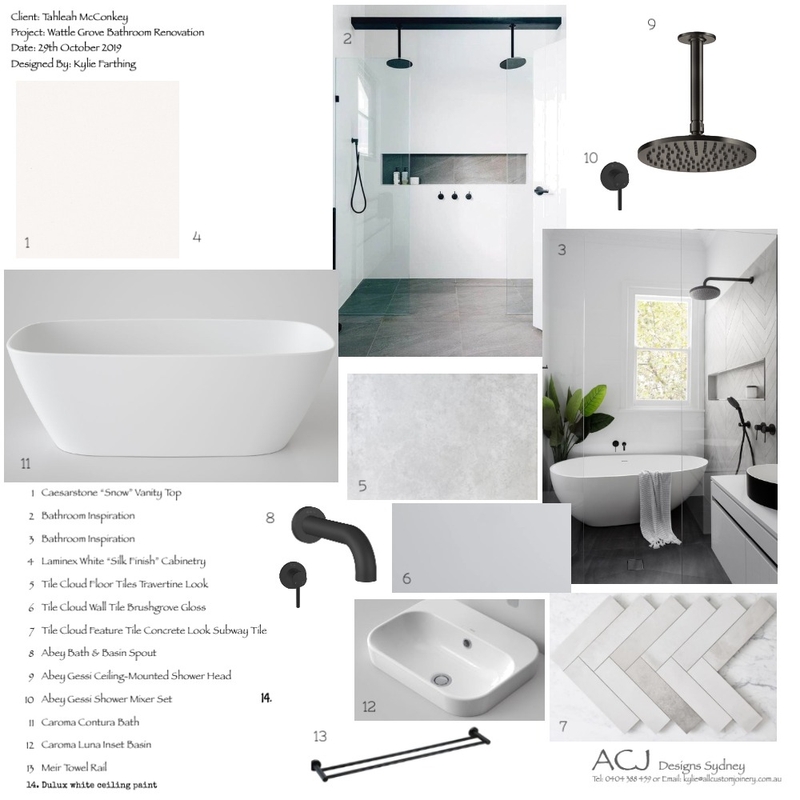 Tahleah MConkey - Wattle Grove Bathroom Renovation Mood Board by AllCustomJoinery on Style Sourcebook