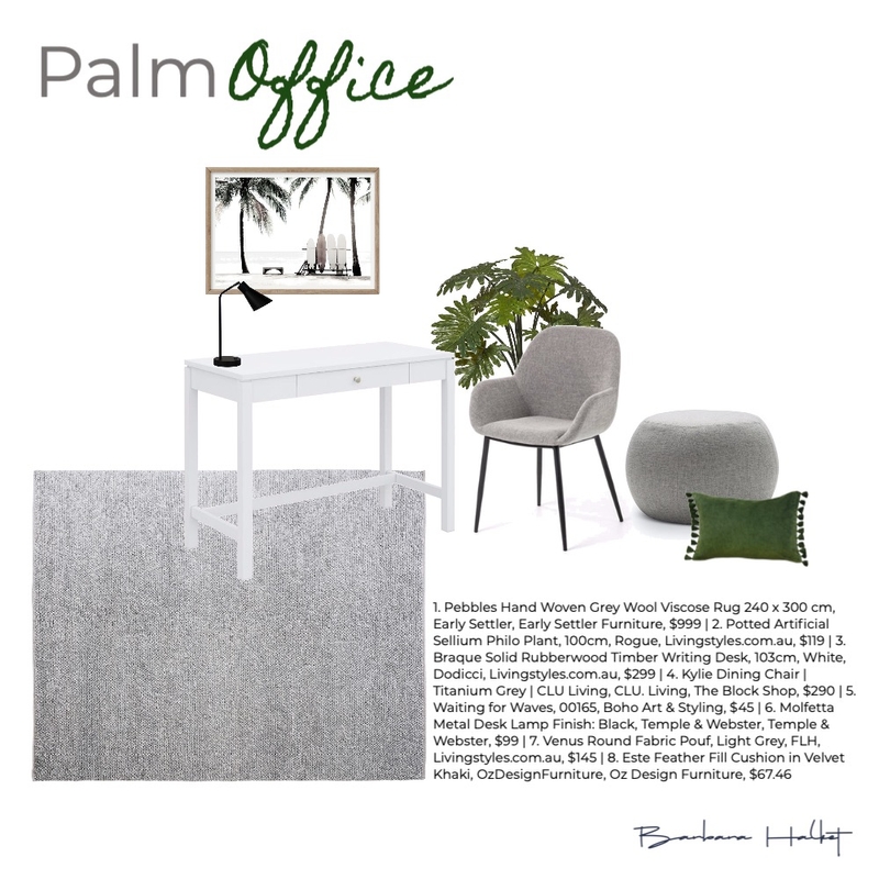 Palm Office Mood Board by Barbara Halket Interiors on Style Sourcebook