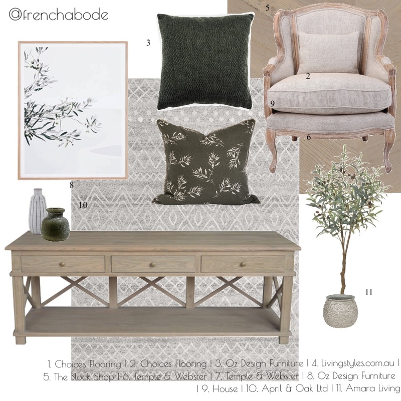 Olive Spaces Mood Board by frenchabode on Style Sourcebook