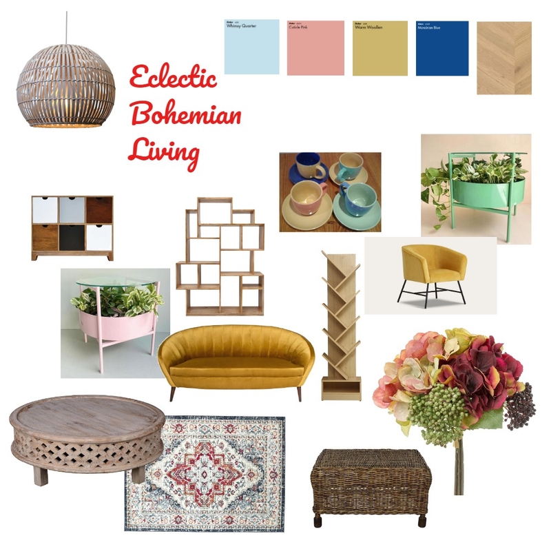 Eclectic Bohemian Living Mood Board by Michelle Baker on Style Sourcebook