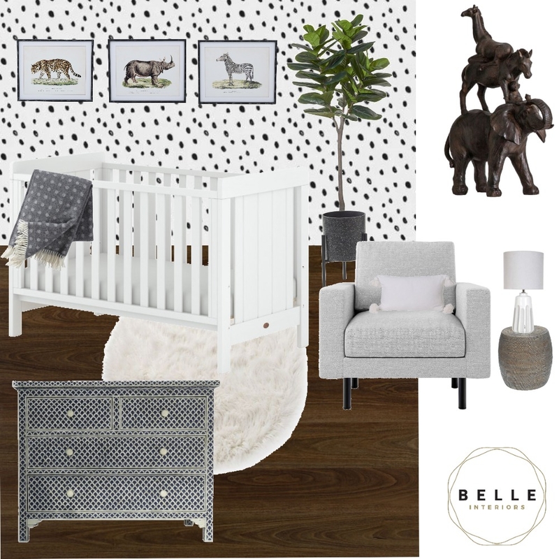 Jack's Black and white safari nursery Mood Board by Belle Interiors on Style Sourcebook
