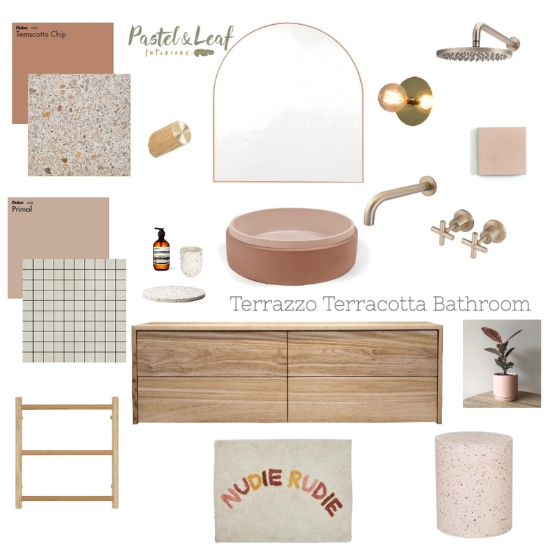 Terrazzo Terracotta Bathroom Mood Board by Pastel and Leaf Interiors on Style Sourcebook